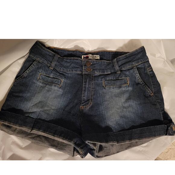 Bugle Boy Womens For Her Blue Faded Denim Jean Shorts Size Large - Picture 1 of 10